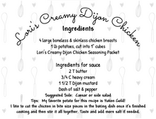 Load image into Gallery viewer, Creamy Dijon Chicken Seasoning Packet & Recipe Card