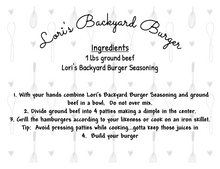 Load image into Gallery viewer, Backyard Burger Seasoning Packet & Recipe Card
