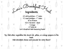 Load image into Gallery viewer, Breakfast Hash Seasoning Packet &amp; Recipe Card