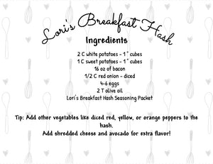 Breakfast Hash Seasoning Packet & Recipe Card