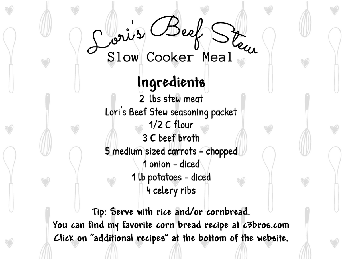 Beef Stew Seasoning Packet & Recipe Card C3 Bros Spices