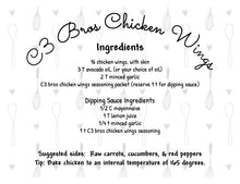 Load image into Gallery viewer, C3 Bros Chicken Wings Seasoning Packet & Recipe Card