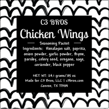 Load image into Gallery viewer, C3 Bros Chicken Wings Seasoning Packet &amp; Recipe Card