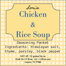 Load image into Gallery viewer, Chicken &amp; Rice Soup Seasoning Packet &amp; Recipe Card