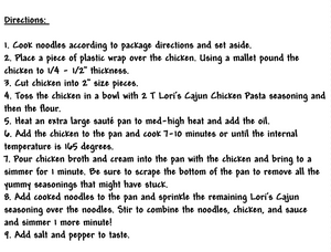 Cajun Chicken Pasta Seasoning Packet & Recipe Card