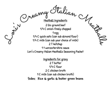 Load image into Gallery viewer, Creamy Italian Meatballs Seasoning Packet & Recipe Card