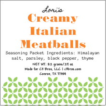 Load image into Gallery viewer, Creamy Italian Meatballs Seasoning Packet & Recipe Card