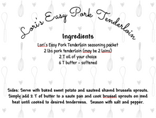 Load image into Gallery viewer, Easy Pork Tenderloin Seasoning Packet &amp; Recipe Card