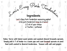 Load image into Gallery viewer, Easy Pork Tenderloin Seasoning Packet & Recipe Card