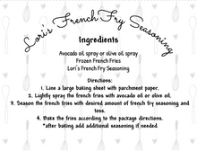 Load image into Gallery viewer, French Fry Seasoning Packet & Recipe Card