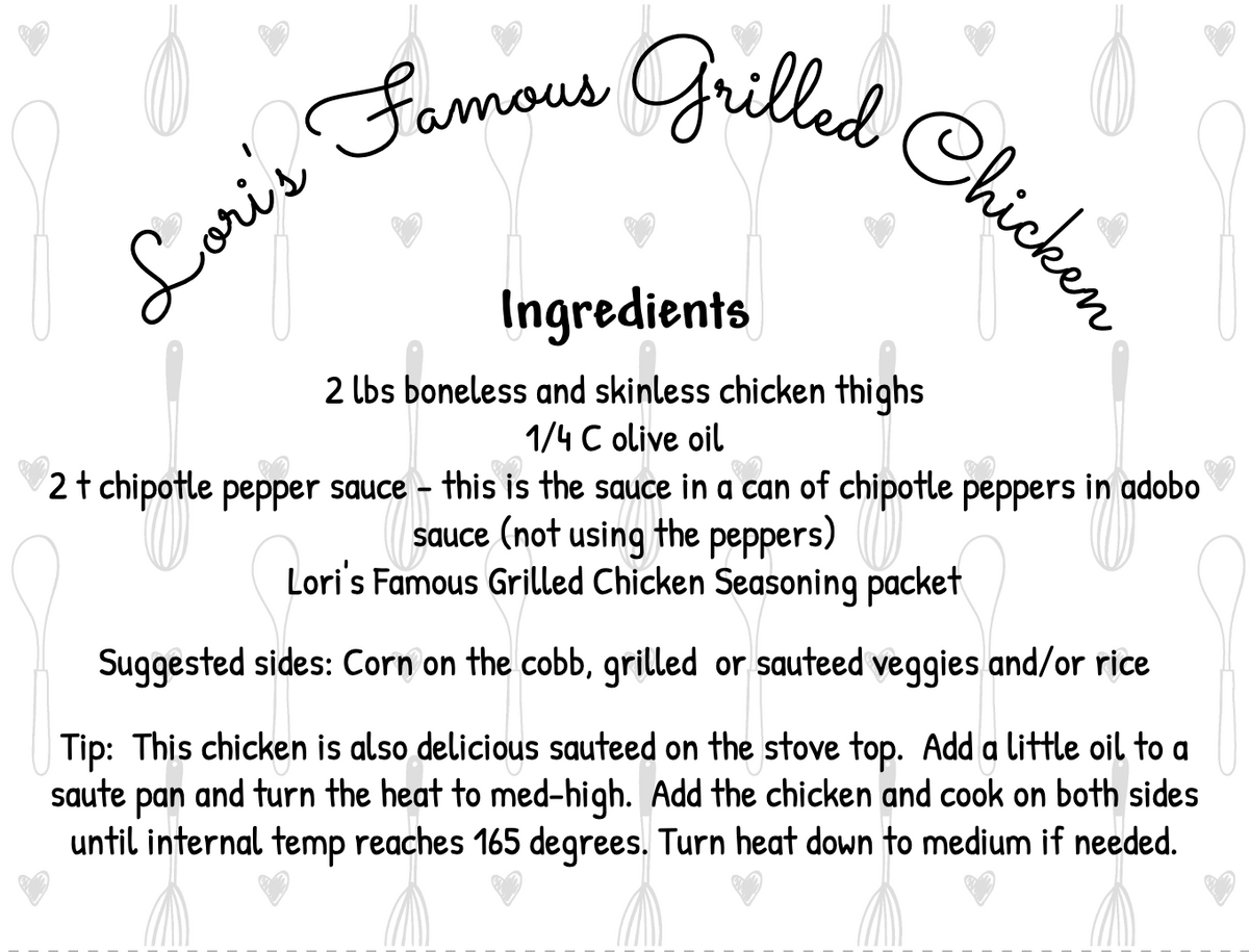 Famous Grilled Chicken Seasoning Packet & Recipe Card C3 Bros Spices