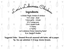 Load image into Gallery viewer, Lebanese Chicken Seasoning Packet & Recipe Card
