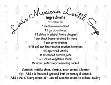 Load image into Gallery viewer, Mexican Lentil Soup Seasoning Packet & Recipe Card