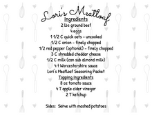 Load image into Gallery viewer, Meatloaf Seasoning Packet & Recipe Card