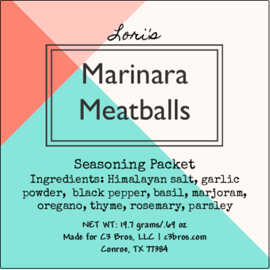 Marinara Meatballs Seasoning Packet & Recipe Card