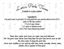 Load image into Gallery viewer, Pulled Pork Taco Seasoning Packet & Recipe Card