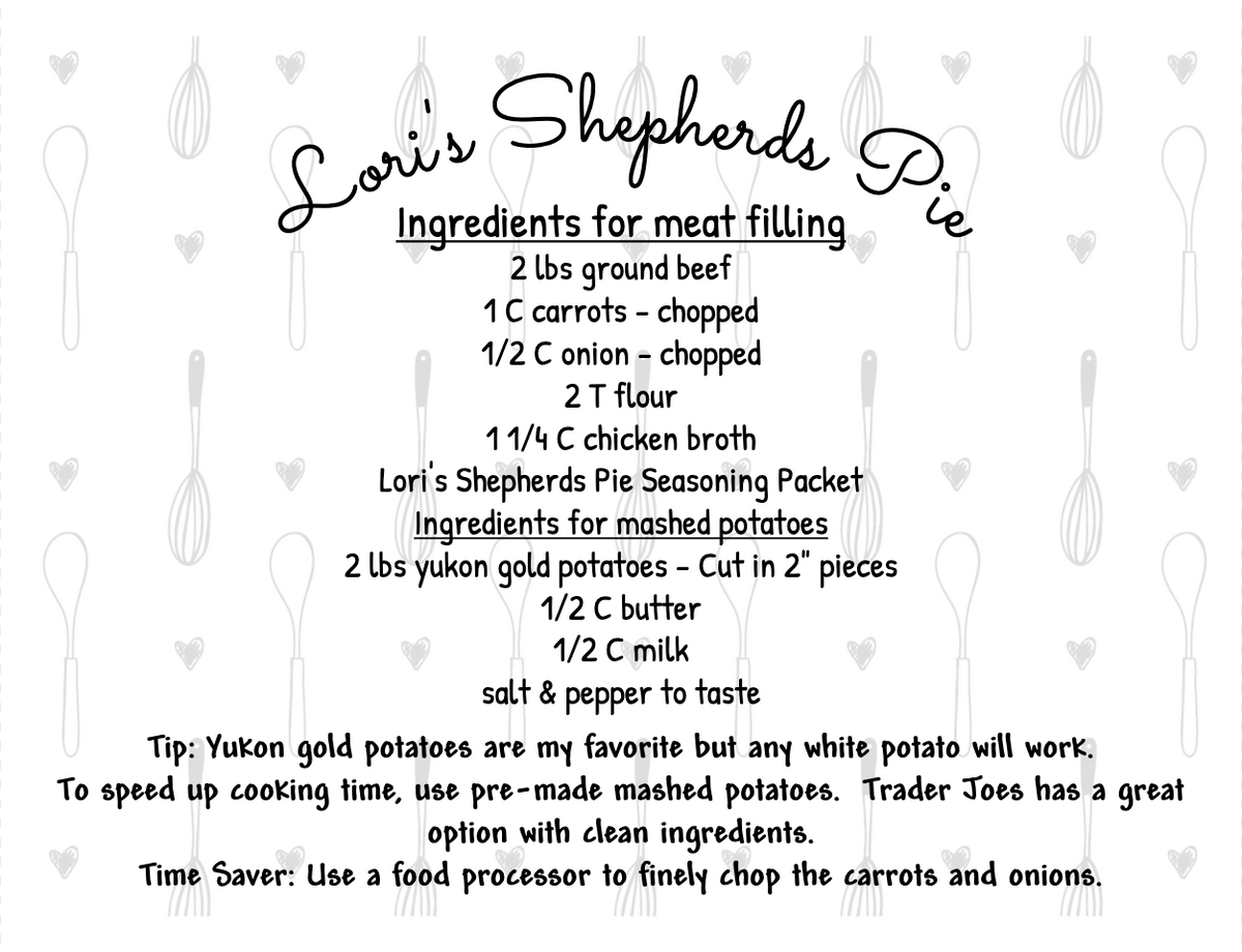 Shepherd's Pie Seasoning Packet & Recipe Card C3 Bros Spices