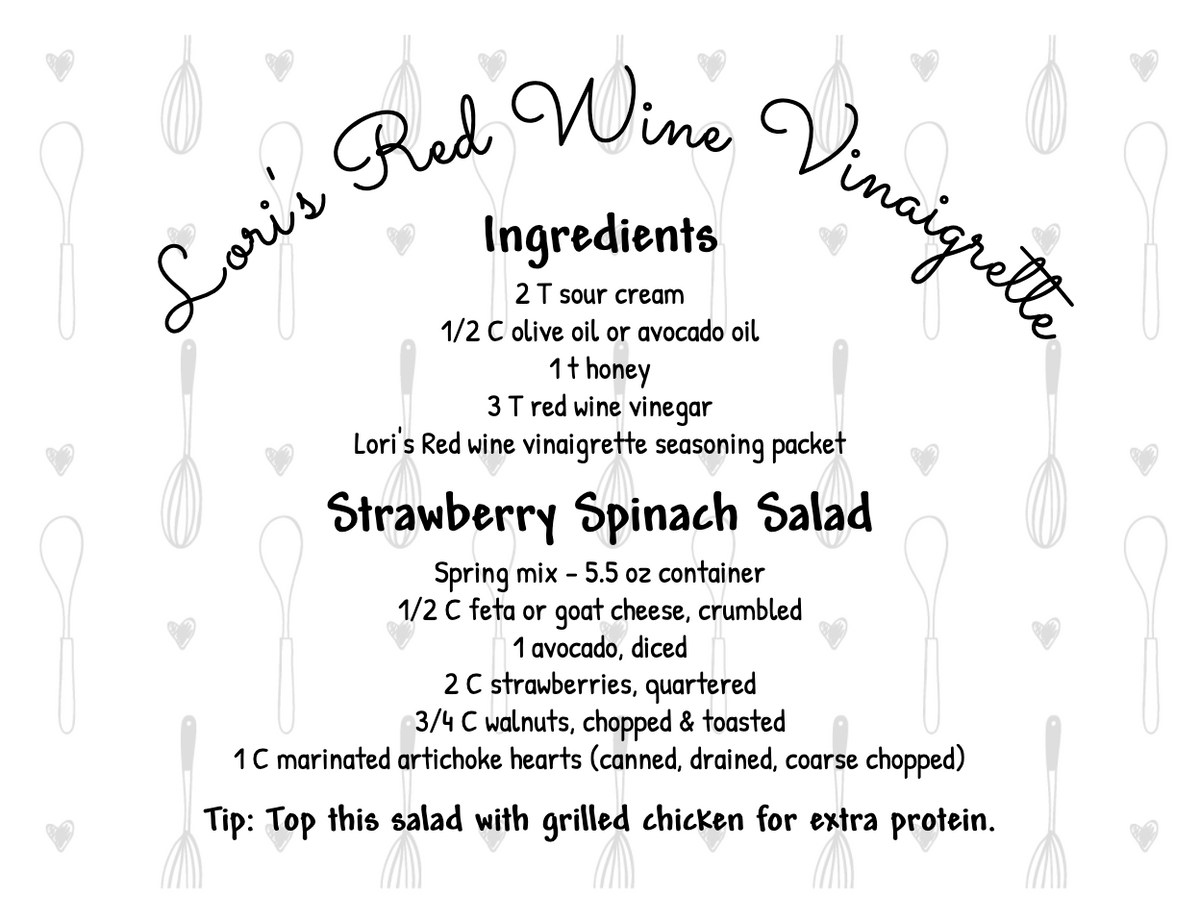 Red Wine Vinaigrette Seasoning Packet & Recipe Card C3 Bros Spices