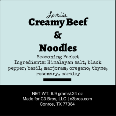 Creamy Beef & Noodles Seasoning Packet & Recipe Card
