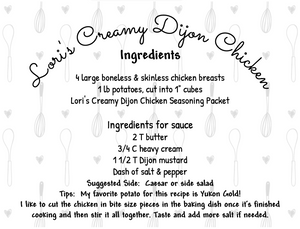 Creamy Dijon Chicken Seasoning Packet & Recipe Card