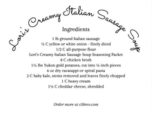 Load image into Gallery viewer, Creamy Italian Sausage Soup Seasoning Packet &amp; Recipe Card