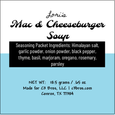 Mac & Cheeseburger Soup Seasoning Packet & Recipe Card