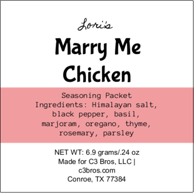 Marry Me Chicken Seasoning Packet & Recipe Card
