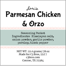 Load image into Gallery viewer, Parmesan Chicken &amp; Orzo Seasoning Packet &amp; Recipe Card