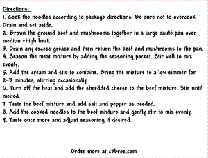 Creamy Beef & Noodles Seasoning Packet & Recipe Card