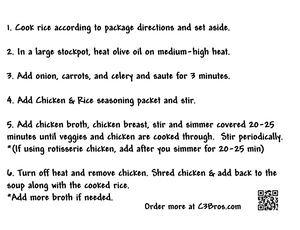 Chicken & Rice Soup Seasoning Packet & Recipe Card