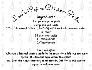 Cajun Chicken Pasta Seasoning Packet & Recipe Card