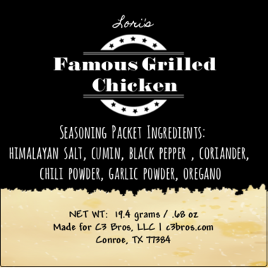 Famous Grilled Chicken Seasoning Packet & Recipe Card