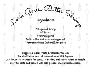 Garlic Butter Shrimp Seasoning Packet & Recipe Card
