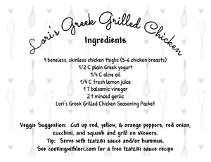 Greek Grilled Chicken Seasoning Packet & Recipe Card