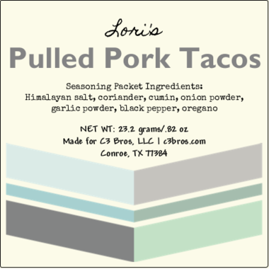 Pulled Pork Taco Seasoning Packet & Recipe Card