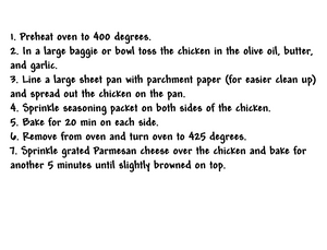 Parmesan Chicken Seasoning Packet & Recipe Card
