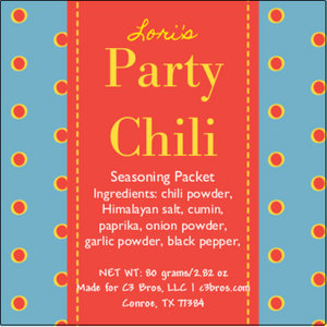 Party Chili Seasoning Packet & Recipe Card