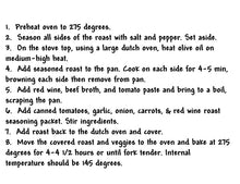 Load image into Gallery viewer, Red Wine Roast Seasoning Packet &amp; Recipe Card