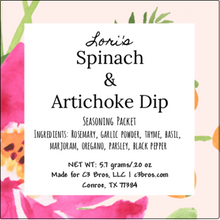 Load image into Gallery viewer, Spinach &amp; Artichoke Dip Seasoning Packet &amp; Recipe Card