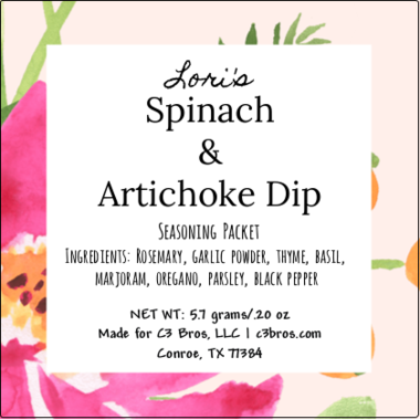 Spinach & Artichoke Dip Seasoning Packet & Recipe Card