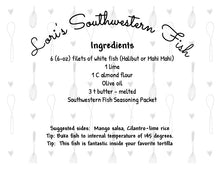 Load image into Gallery viewer, Southwestern Fish Seasoning Packet &amp; Recipe Card