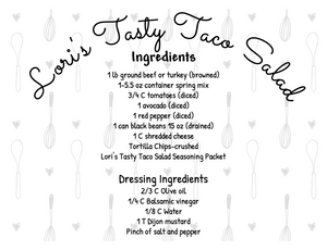 Tasty Taco Salad Seasoning Packet & Recipe Card